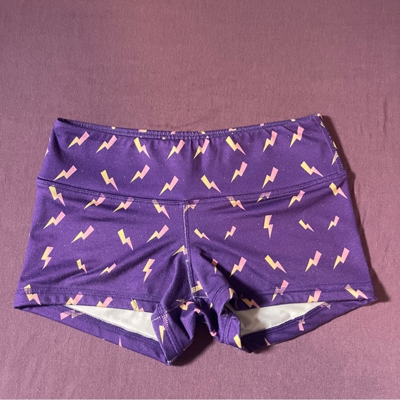 Fleo Pants - Fleo Purple Lightning Bolt 2.5" Booty Shorts - Size Extra Small (XS)